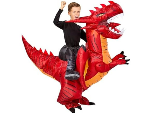 Fun inflatable red dragon kids - red,